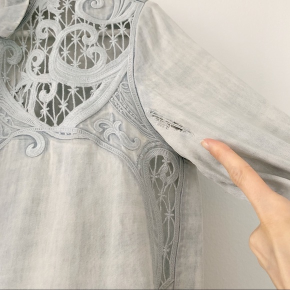 The Kooples Blue Baroque Embroidered Denim Shirt M - Picture 6 of 6